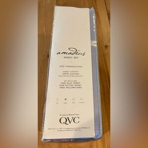 New Amadeus 500 Thread Count Blue Queen Sheet Set 100% Cotton QVC